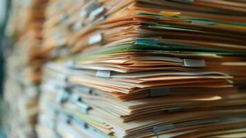 A stack of stapled papers neatly organized and ready for filing photo