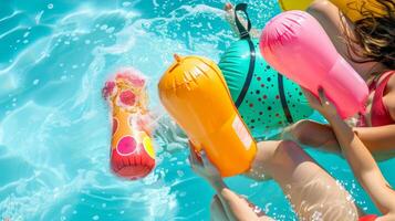 This portable air pump is a musthave for any pool party or summer vacation as it can save time and effort when inflating multiple items photo