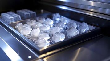 The ice makers control panel with options to choose the size and shape of the ice cubes photo