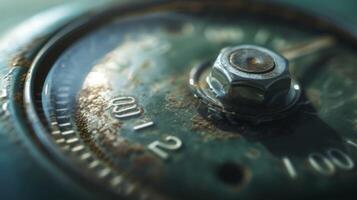 The dial on a manual thermostat with markings for different temperature settings photo