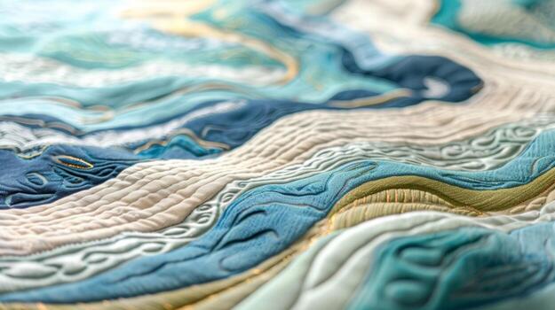 The delicate pattern of the fabric resembling a meandering river adding an artistic touch to the blanket photo
