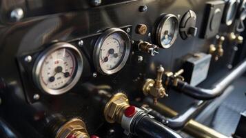 A close up of the control panel shows various dials and switches indicating this is a modern advanced boiler photo