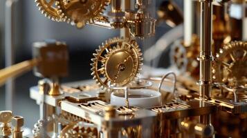 Tiny intricate gears and mechanisms work in perfect synchronization to create the perfect cup of coffee photo
