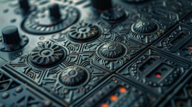 An upclose look at the intricate design of a blenders control panel with buttons arranged in a geometric pattern photo