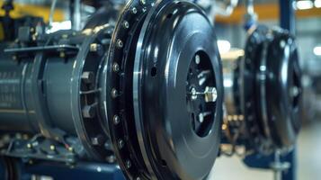 The large wheels at the base of the compressor allowing for easy transportation from one location to another photo