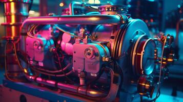 The durable metal frame and casing of the compressor designed to withstand heavy use and protect the inner workings of the machine photo