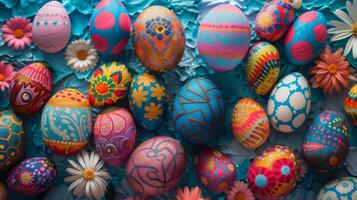 A lively and energetic mix of patterns and textures symbolizing the variety and diversity of activities and events that take place during Easter weekend photo