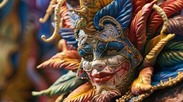 A closeup of a carnival float model showcasing the elaborate and imaginative designs that are a key feature of the lively parades that take place during Carnival season photo