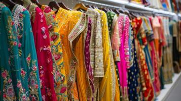 tradicional ropa historias experiencia un oleada en ventas con clientes adquisitivo nuevo trajes a vestir durante eid celebraciones foto
