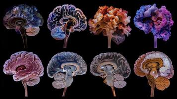 A series of brain images showing the progression of neurodegenerative diseases over time and the potential for early detection to slow down the process photo