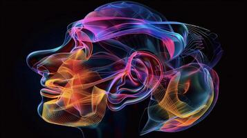 A holographic representation of the human ear with its different components including the eardrum cochlea and ossicles displayed in vivid colors for a better understandin photo