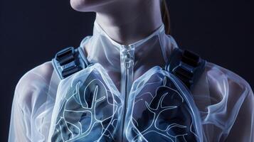 The small size and discreetness of the fabrics sensors allowing for continuous and nondisruptive monitoring of respiratory rates photo