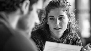 An intense and focused stare between a student and a teacher during a oneonone tutoring session photo