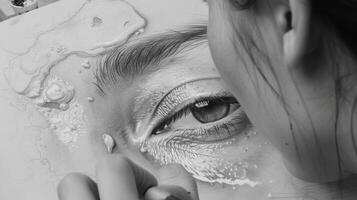 The intricate details of a pencil sketch showcasing the skill and dedication of a young artist photo