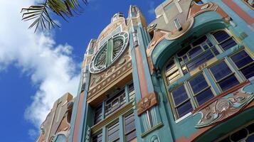 A stroll down the street reveals a striking contrast of ornate and intricate Art Deco buildings with a variety of cultural influences reflected in their facades. The cit photo