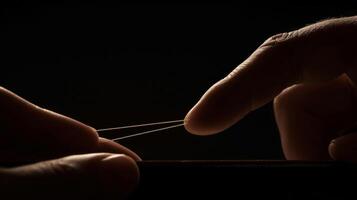 A needle gently being twisted and turned by a practitioners skilled hand as they aim to release tension and improve energy flow photo