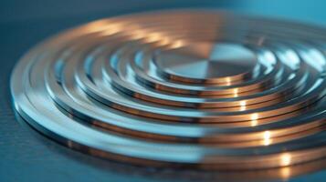 A round disc with concentric rings of different materials used as a tuned mass damper for minimizing noise vibrations photo