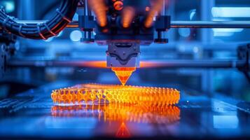 A closeup of a 3D printed model being scanned by a holographic device showcasing how the two technologies can work together to create more accurate and detailed prints photo