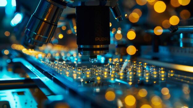 A closeup view of a luminescent solar concentrator reveals the intricate network of lighttering particles embedded within its transparent matrix. The fine details of the structur photo
