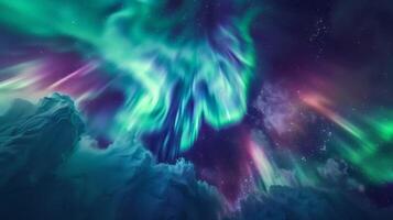 A stunning display of colorful waves and patterns sweep through the Arctic sky as the Northern Lights take center stage photo