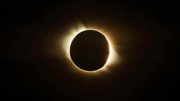 un solar eclipse en Progreso con el Luna cubierta más de el soles superficie dejando solamente un anillo de ligero rodeando eso foto