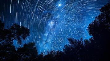 The sky is alive with the streaks of meteors like a symphony of light and color photo