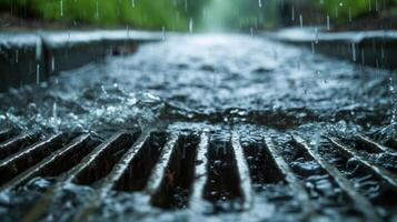 agua efusivo fuera de un tormenta desagüe señalización un destello inundar advertencia foto