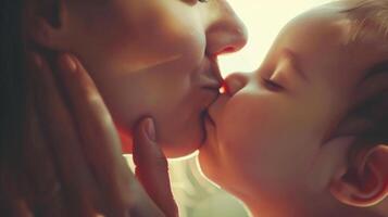 The gentle caress of a mothers hand against her childs cheek highlights the tenderness and love present in a dance between parent and child. photo