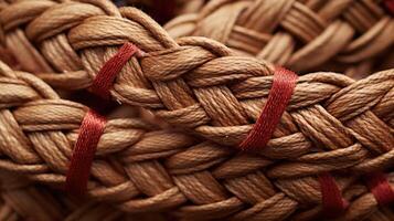 The intricate braided pattern of a ribbon made from natural jute fiber, its earthy texture adding a touch of warmth to a Valentines Day gift. photo