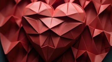 A closeup of an origami heart design, showcasing the fine details and intricate folds that make it stand out as a true work of art. photo
