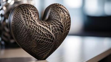 Carefully crafted with smooth lines and intricate detailing, this 3D heart sculpture is a true work of art that will add a touch of elegance to any space. photo