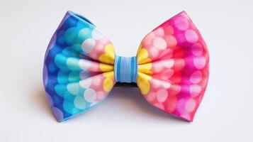 A 3D bow with a whimsical rainbow pattern, making it an eyecatching addition to Cupids arsenal. photo