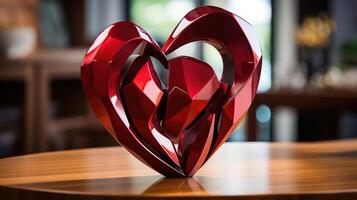 With its striking shape and abstract design, this 3D heart sculpture is a true conversation starter and a beautiful addition to any home or office. photo