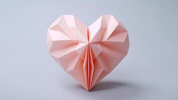 A delicate origami heart, made from soft pastel paper and adorned with small, intricate folds, evoking feelings of tenderness and love through its simple yet beautiful design. photo