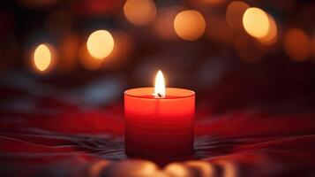 An extreme closeup of a candle flame, with a faint, red heart shape forming within the light, representing the warmth and comfort of loves whispers in the darkness. photo