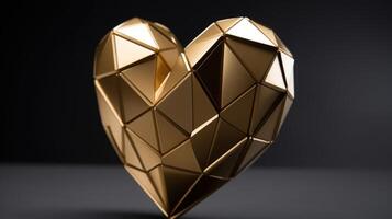 A modern take on a traditional symbol, this 3D heart sculpture captivates with its bold, geometric shape and metallic finish. photo