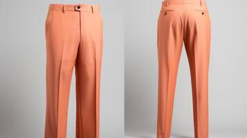 Minimalistic view of a pair of perfectly tailored Peach Fuzz trousers, offering both style and comfort. photo