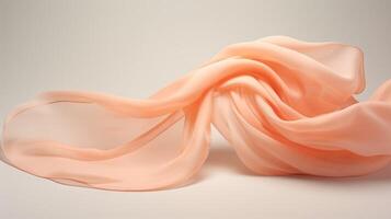 Minimalistic view of a lightweight silk scarf in a peach fuzz shade, offering both comfort and style. photo