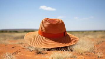 minimalista ver de un melocotón pelusa Dom sombrero, Proporcionar ambos Dom proteccion y un de moda toque a ninguna safari atuendo. foto