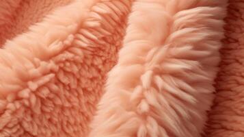 Closeup of a Peach Fuzz structured coat, a perfect outerwear piece for a minimalist winter wardrobe. photo