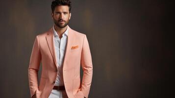 Minimalistic view of a Peach Fuzz blazer, adding a touch of sophistication to any outfit. photo