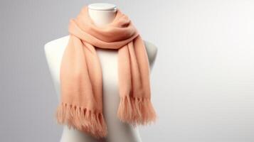 Minimalistic view of a looped Peach Fuzz scarf, effortlessly adding texture and style to a winter ensemble. photo