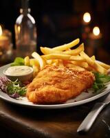 Indulge in the irresistible crispy exterior of the Chicken Schnitzel that effortlessly gives way to the succulent meat inside, making it a true delight for the senses. photo