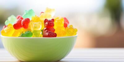 Delight in a sea of tiny, soft gummy bear candies that offer a spectrum of flavors, ranging from tangy cherry and zesty lemon to refreshing lime and succulent strawberry. photo