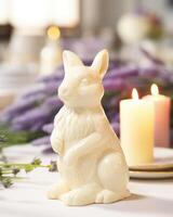 Delight in a heavenly experience as you savor the ethereal taste of this white chocolate bunny. Its velvety smoothness is complemented by a burst of aromatic lavenderinfused ganache photo