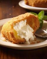 Experience dessert bliss with the Deepfried Twinkie, a splendid twist on an American classic. As you take your first bite, the crunch of the expertly fried shell gives way to a heavenly photo