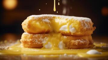 Prepare yourself for a sensory delight with the Deepfried Twinkie. This marvelous creation elevates the iconic snack to a whole new level as it emerges from the hot oil with a superbly photo