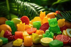 Embark on a journey through a tropical rainforest with these fruit snacks shaped like lush foliage and exotic animals. Each enticing piece promises a jungle of flavors, from tangy citrus photo