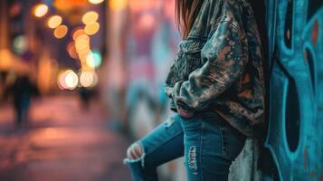 Grungy Glam Amp up your cool factor with a distressed thrifted graphic sweatshirt, ripped vintage jeans, and preowned hightop sneakers for a grungeinspired yet fashionable ensemble. photo