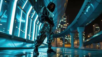 Digital Vibe Give off major futuristic vibes with this ensemble featuring an interactive graphic sweatshirt, datacollecting trousers, and chic pressuresensitive insole sneakers, perfect photo